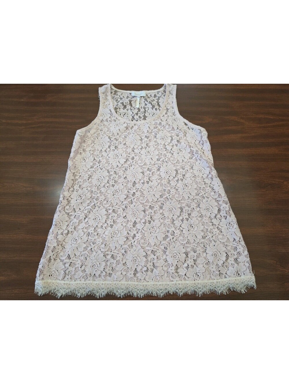 Laundry by Shelli Segal Lace Blush Pink Sheer Floral Top Womens S Romantic Boho